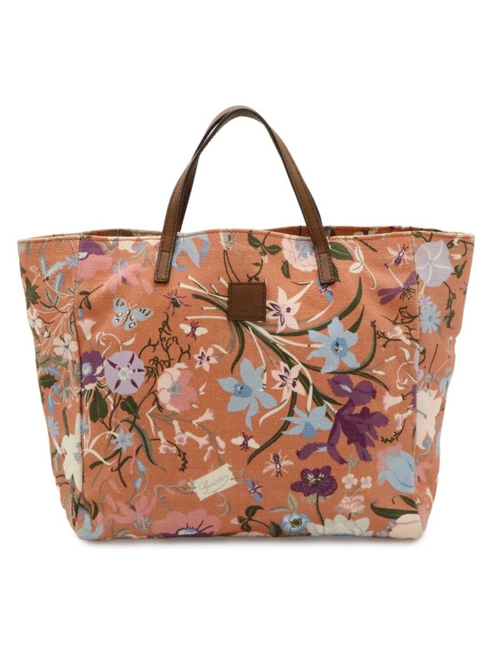 Gucci Children's Tote Mini Bag Flora Flower Floral Canvas Leather Terracotta